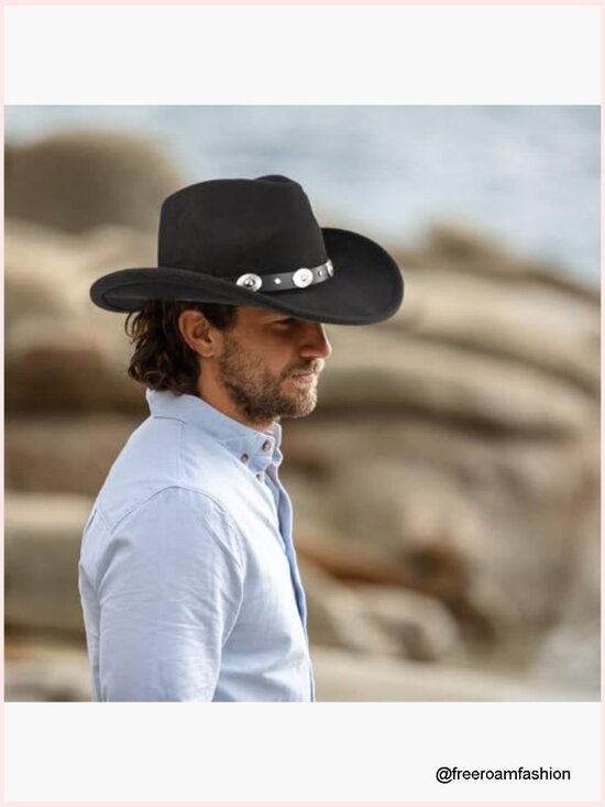 Classic Cowboy Hat with Buckle Belt Adjustable Strap main image 4
